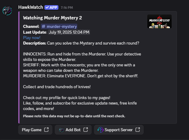 Success message after setting up game tracking